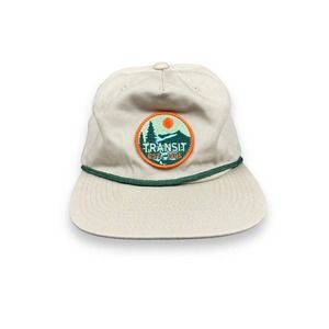 Acme Hat Co Transit Embroidered Logo Outdoor Flat Bill Beige Cotton Snapback